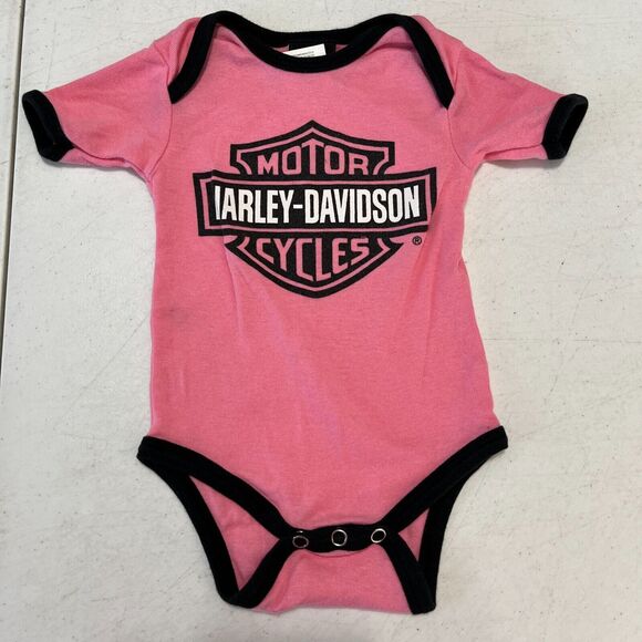 Harley Davidson One-Piece Baby Girl 6 Months Pink Motorcycle‎ Outfit Children - Picture 1 of 7